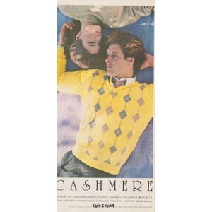 1982 Lyle Scott Cashmere Sweater Vintage Fashion Print Ad 80s Preppy Fashion